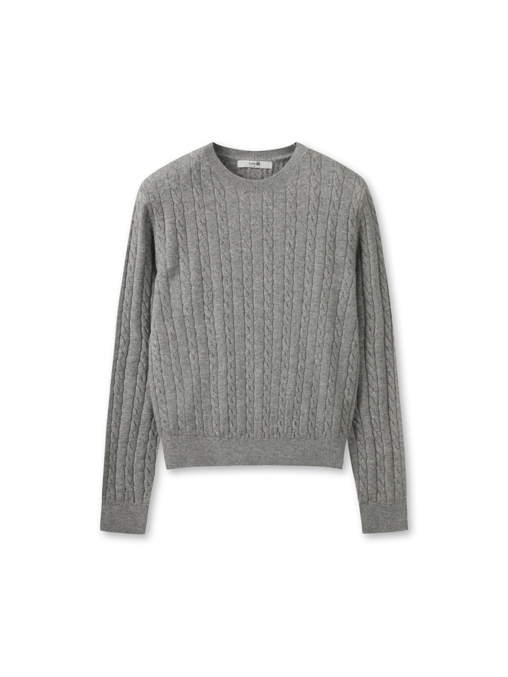 여성) 커스타드얀 케이블 스웨터