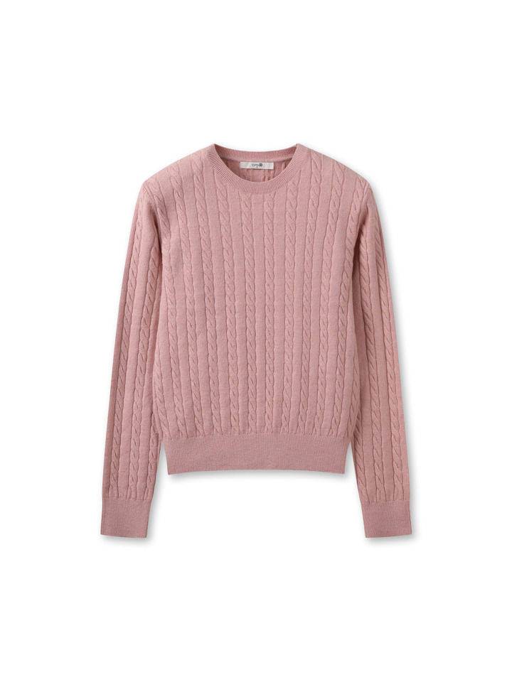 여성) 커스타드얀 케이블 스웨터