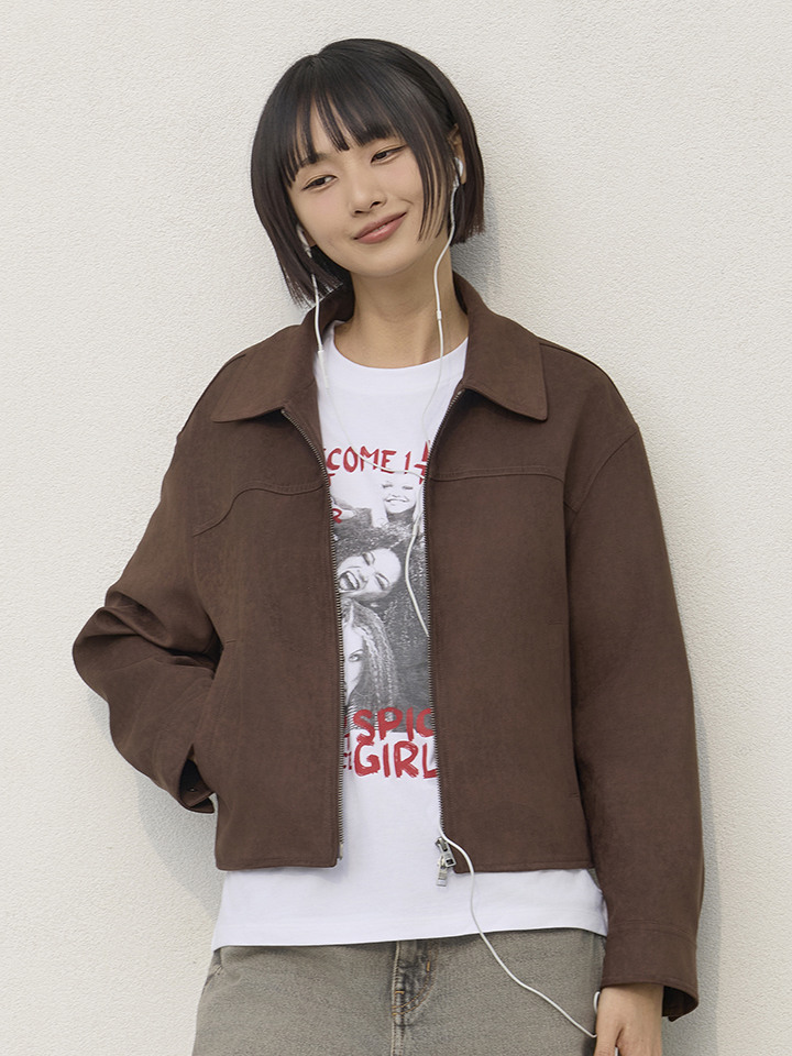 여성) 비건 스웨이드 재킷