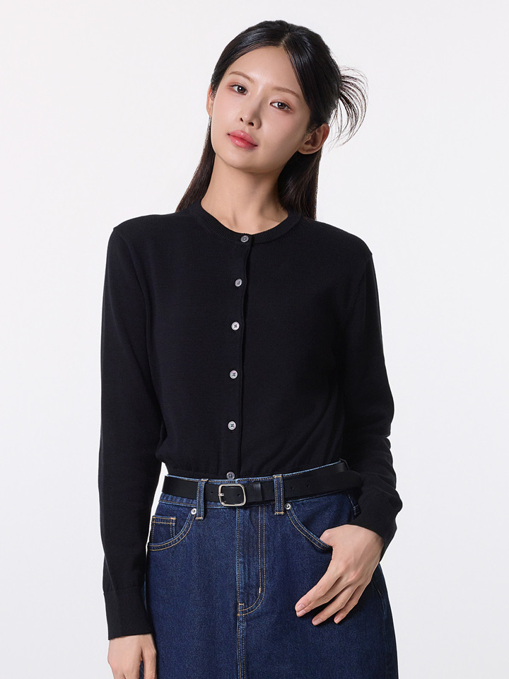 여성) 수피마코튼 크루넥 가디건