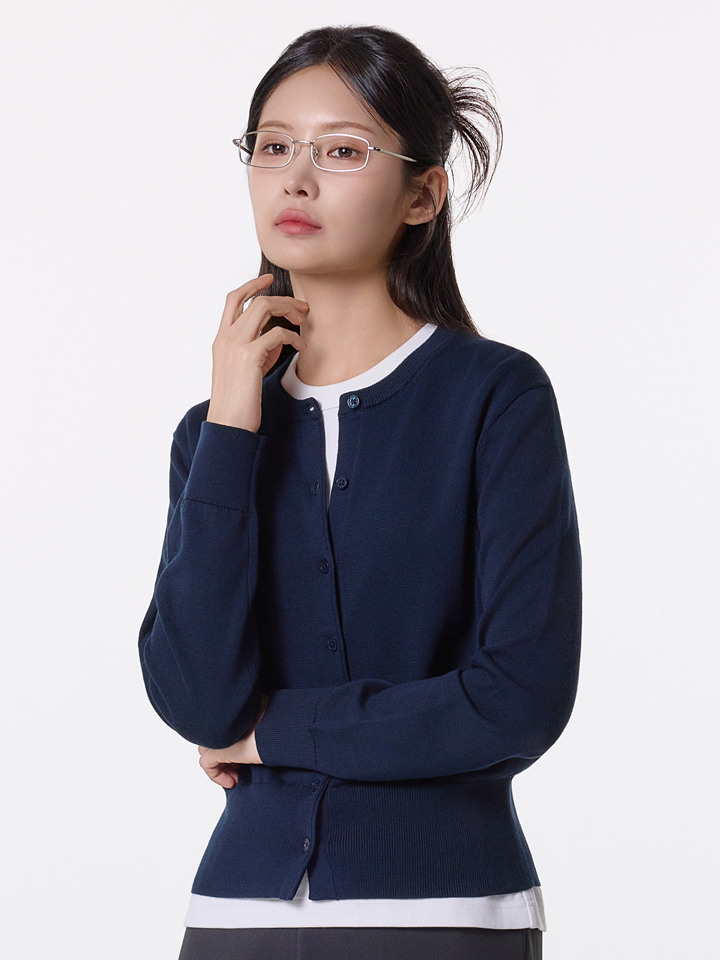 여성) 수피마코튼 크루넥 가디건