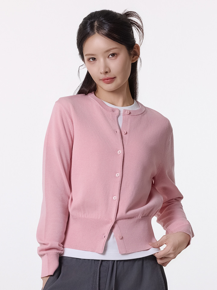 여성) 수피마코튼 크루넥 가디건