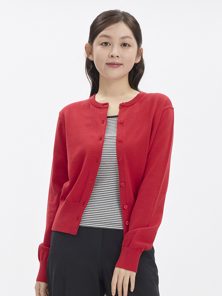 여성) 수피마코튼 크루넥 가디건