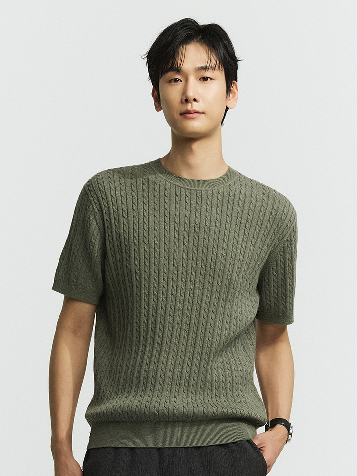 남성) 코튼 케이블 스웨터