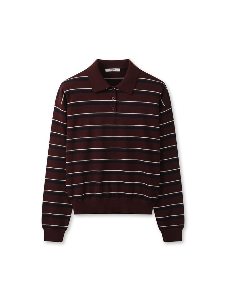 여성) 수피마코튼 폴로 스웨터 (스트라이프)