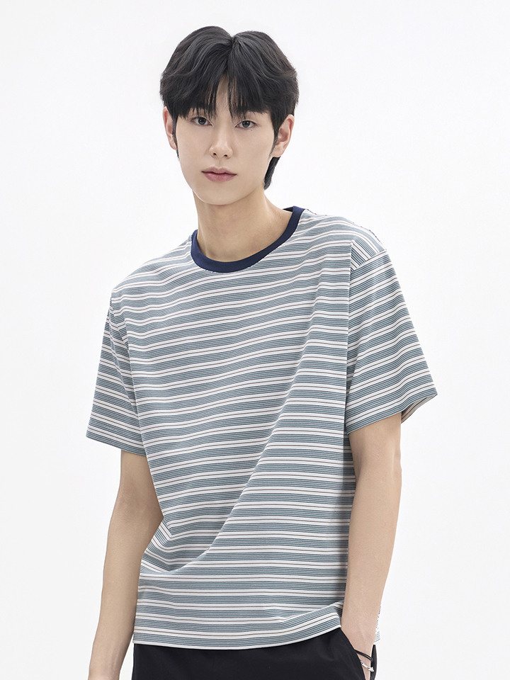남성) COOL Air 코튼 T (반팔 스트라이프)