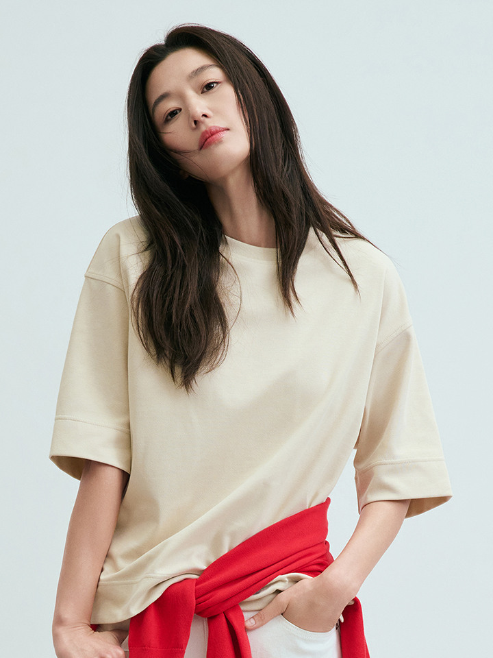 여성) COOL Air 코튼 더블니트 릴랙스핏 T (반팔)