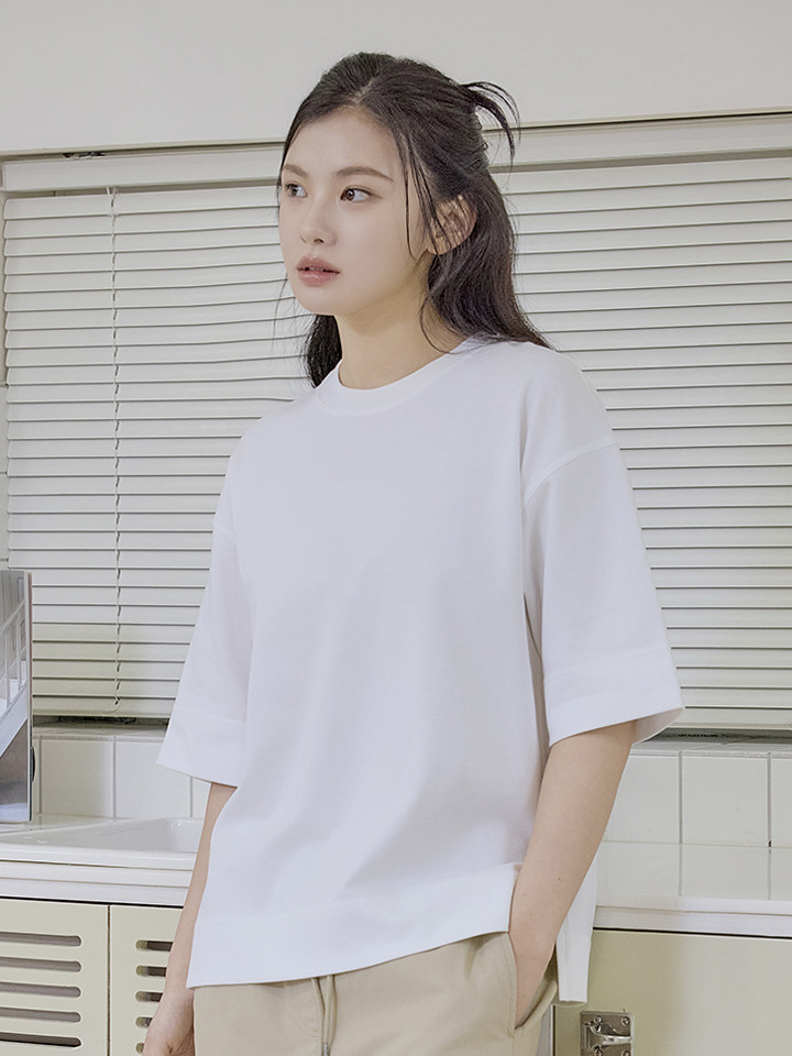 여성) COOL Air 코튼 더블니트 릴랙스핏 T (반팔)