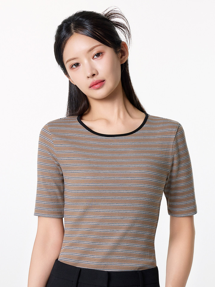 여성) 소프트 립 보트넥 T (5부)