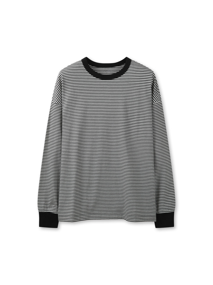 여성) 오가닉 코튼 크루넥 T (긴팔 스트라이프)