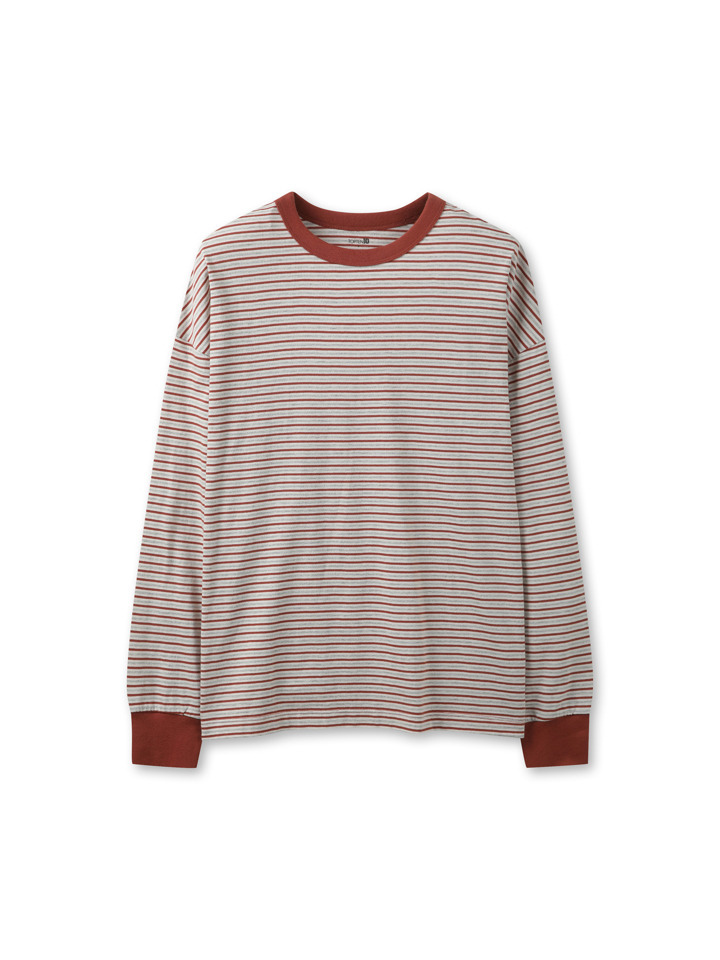 여성) 오가닉 코튼 크루넥 T (긴팔 스트라이프)