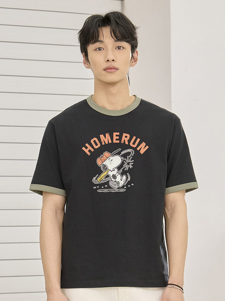 공용) [피너츠] 코튼 크루넥 링거 T (반팔)