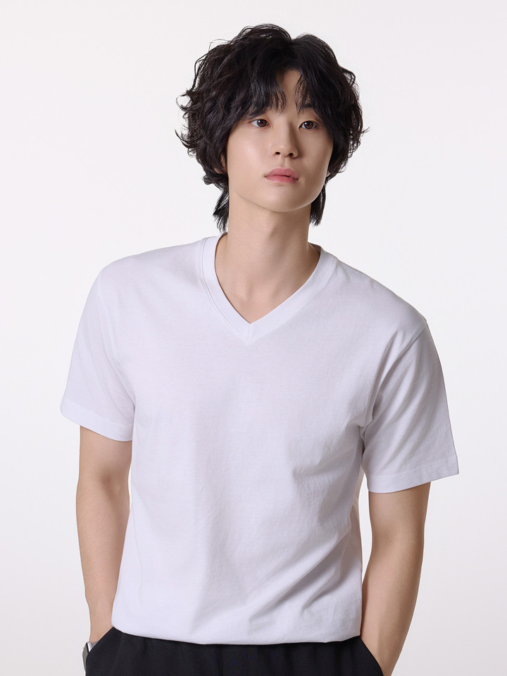 공용) 코튼 브이넥 T