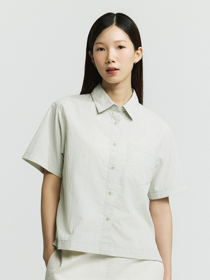 여성) 나일론 오버핏 셔츠 (반팔)