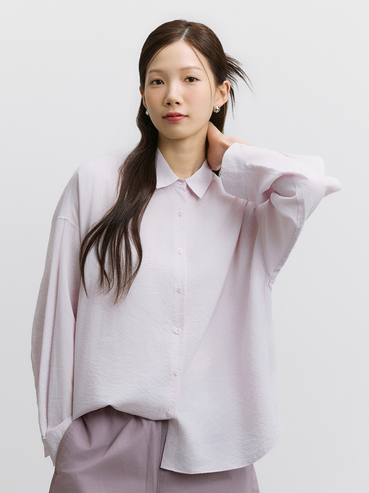 여성) 시어 오버핏 셔츠
