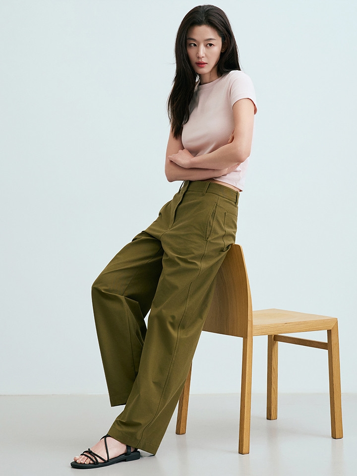 여성) 커브드 팬츠 