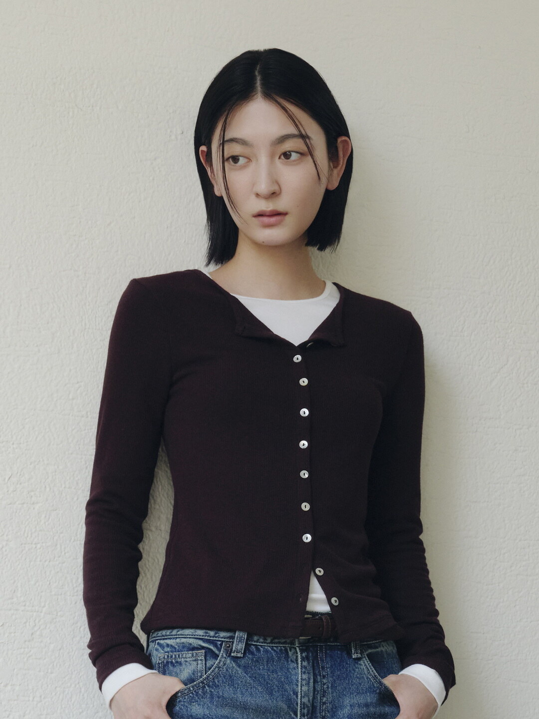 여성) 립 크루넥 가디건