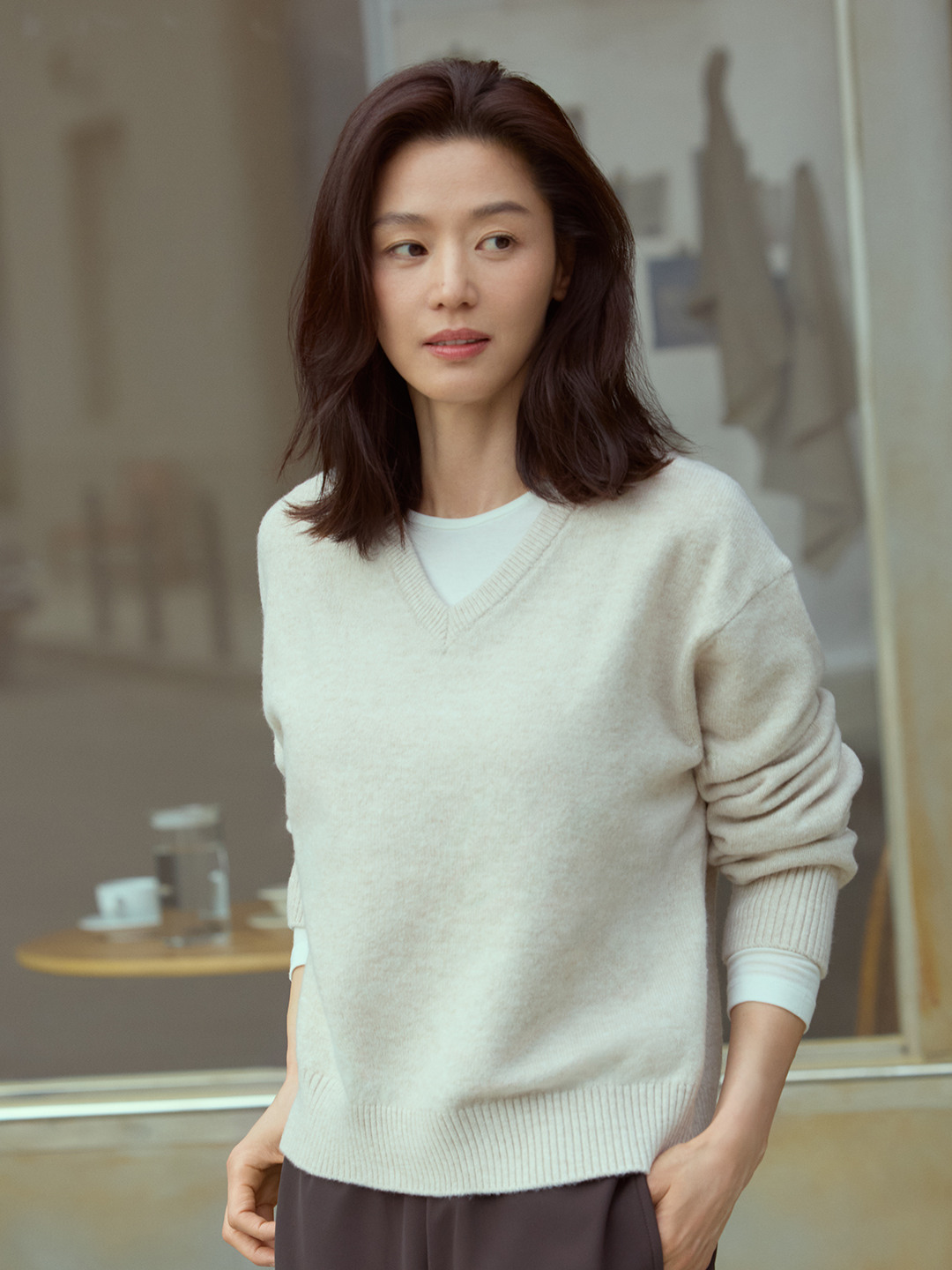 여성) 울 블렌드 크루넥 T (긴팔)