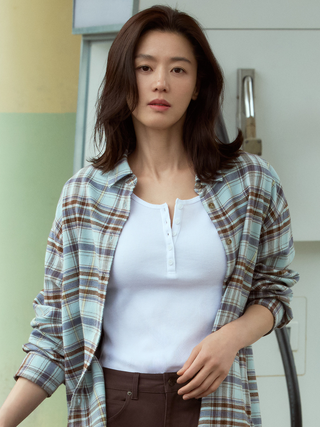 여성) 플란넬 루즈핏 셔츠
