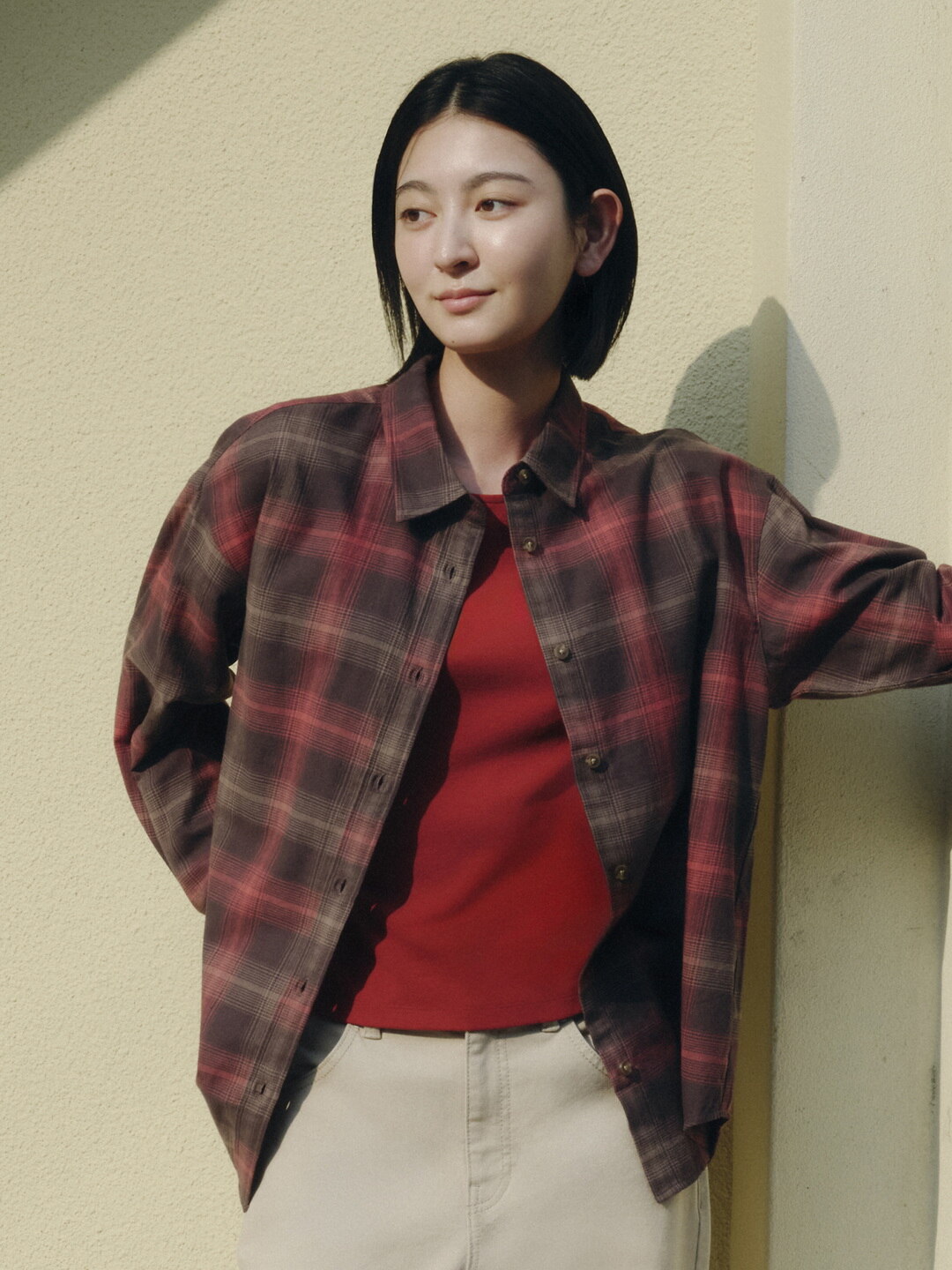여성) 플란넬 루즈핏 셔츠