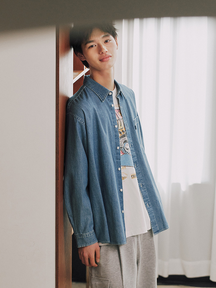 공용) 데님 오버핏 셔츠
