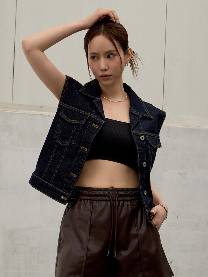 여성) 데님 크롭 베스트