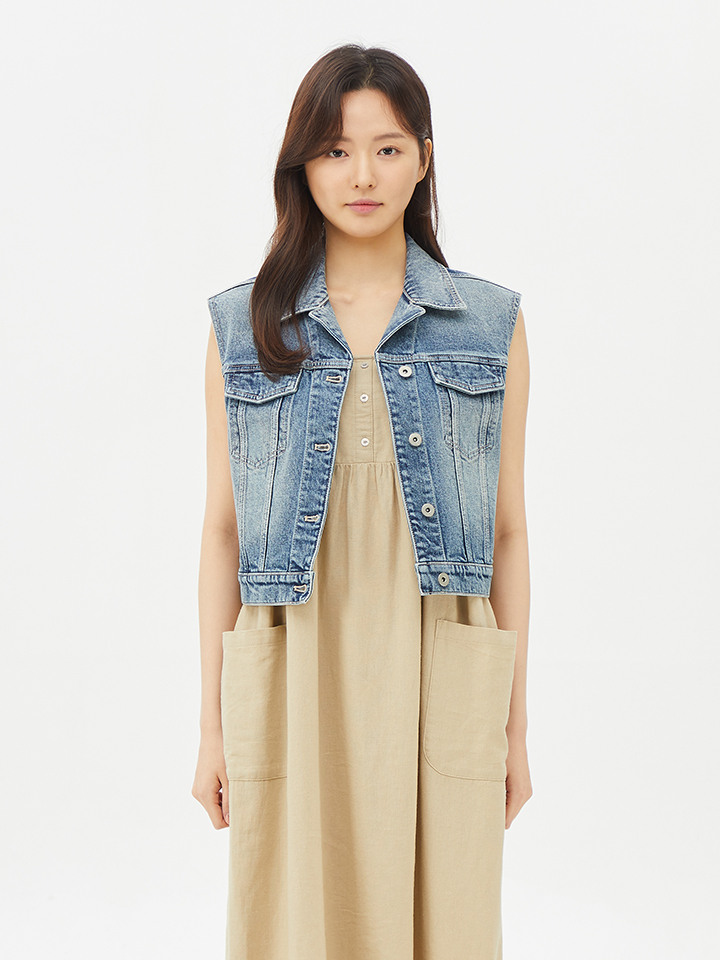 여성) 데님 크롭 베스트