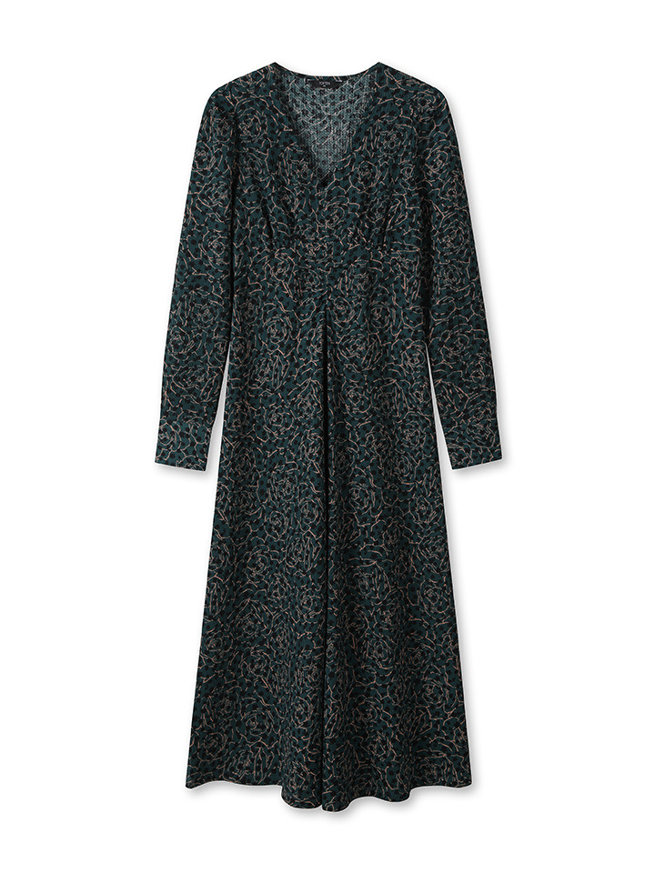 여성) 저지 긴팔 프린트 원피스