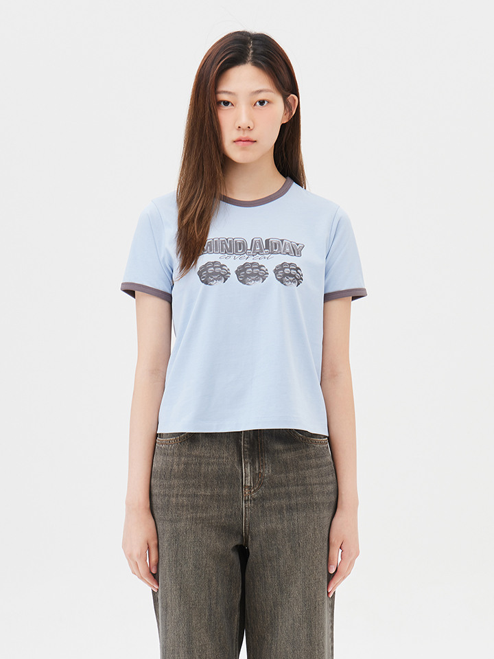 여성) 콜라보 반팔 링거 T (마인드어데이 커버캣)