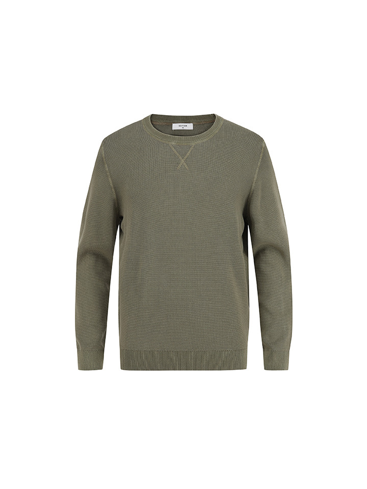 남성) 가먼트다잉 라운드넥 스웨터