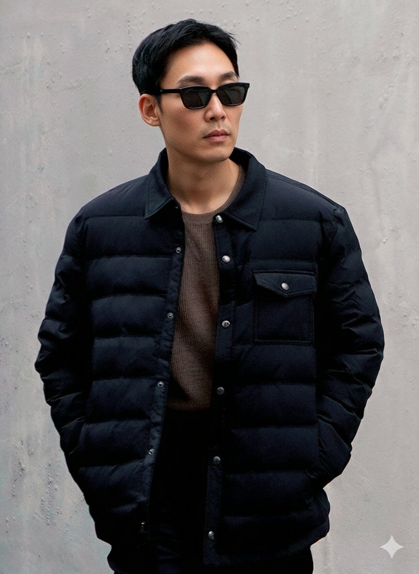 남성) 카라형 패딩 경량 점퍼