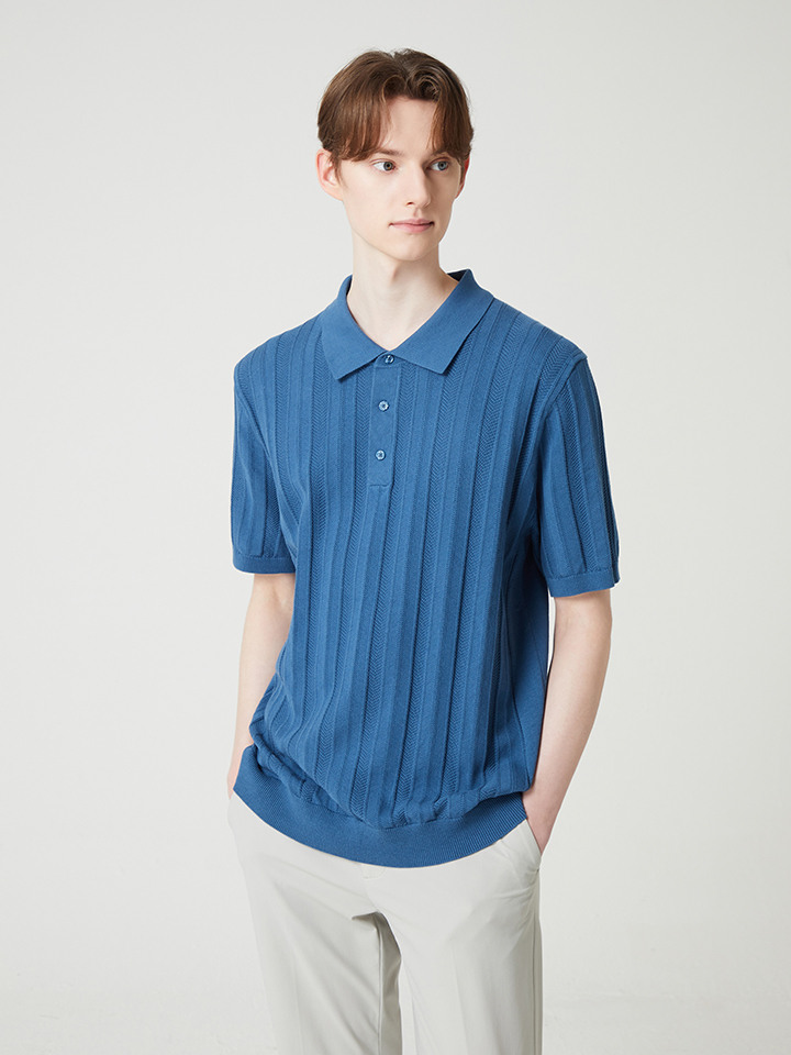 남성) 크로셰 카라넥 반팔 스웨터