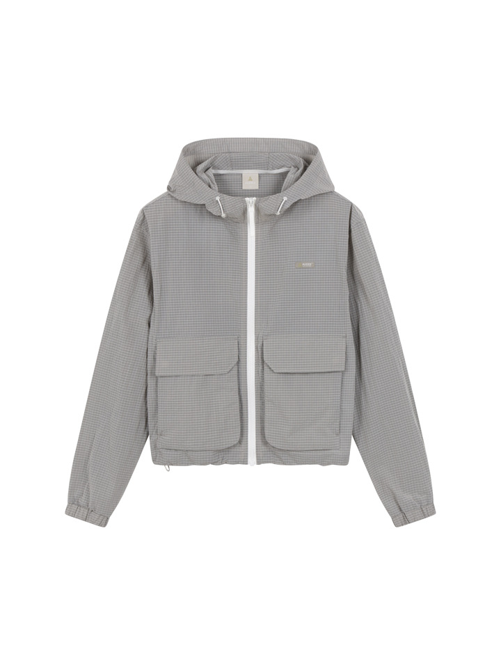 여성) 경량 후드 립스탑 크롭 바람막이