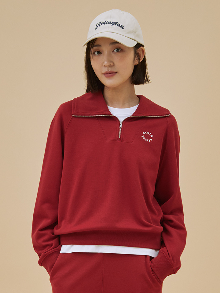 여성) 소프트테리 하프집업 크롭 맨투맨