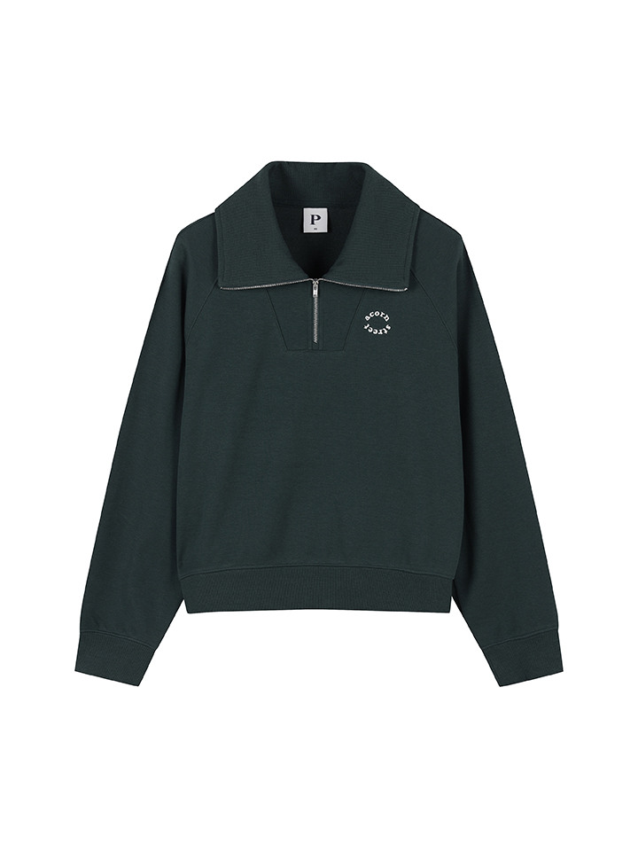 여성) 소프트테리 하프집업 크롭 맨투맨