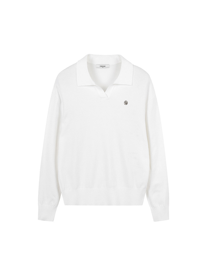 여성) 슬릿 오픈 카라 스웨터