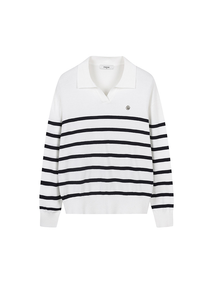 여성) 슬릿 오픈 카라 스웨터