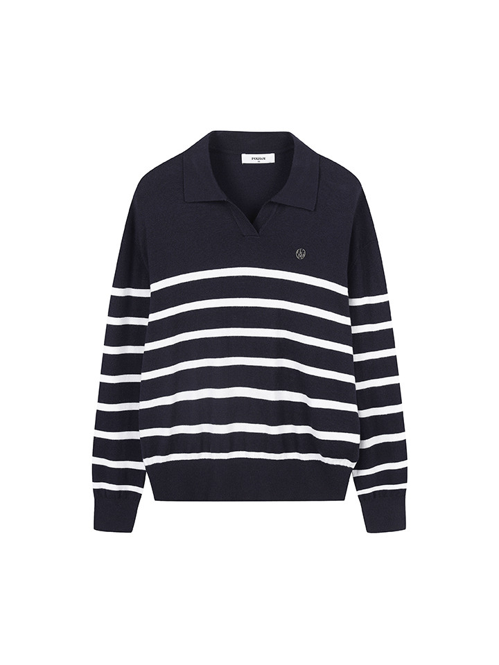 여성) 슬릿 오픈 카라 스웨터