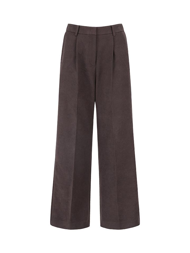 여성) 스웨이드 턱 와이드 슬랙스