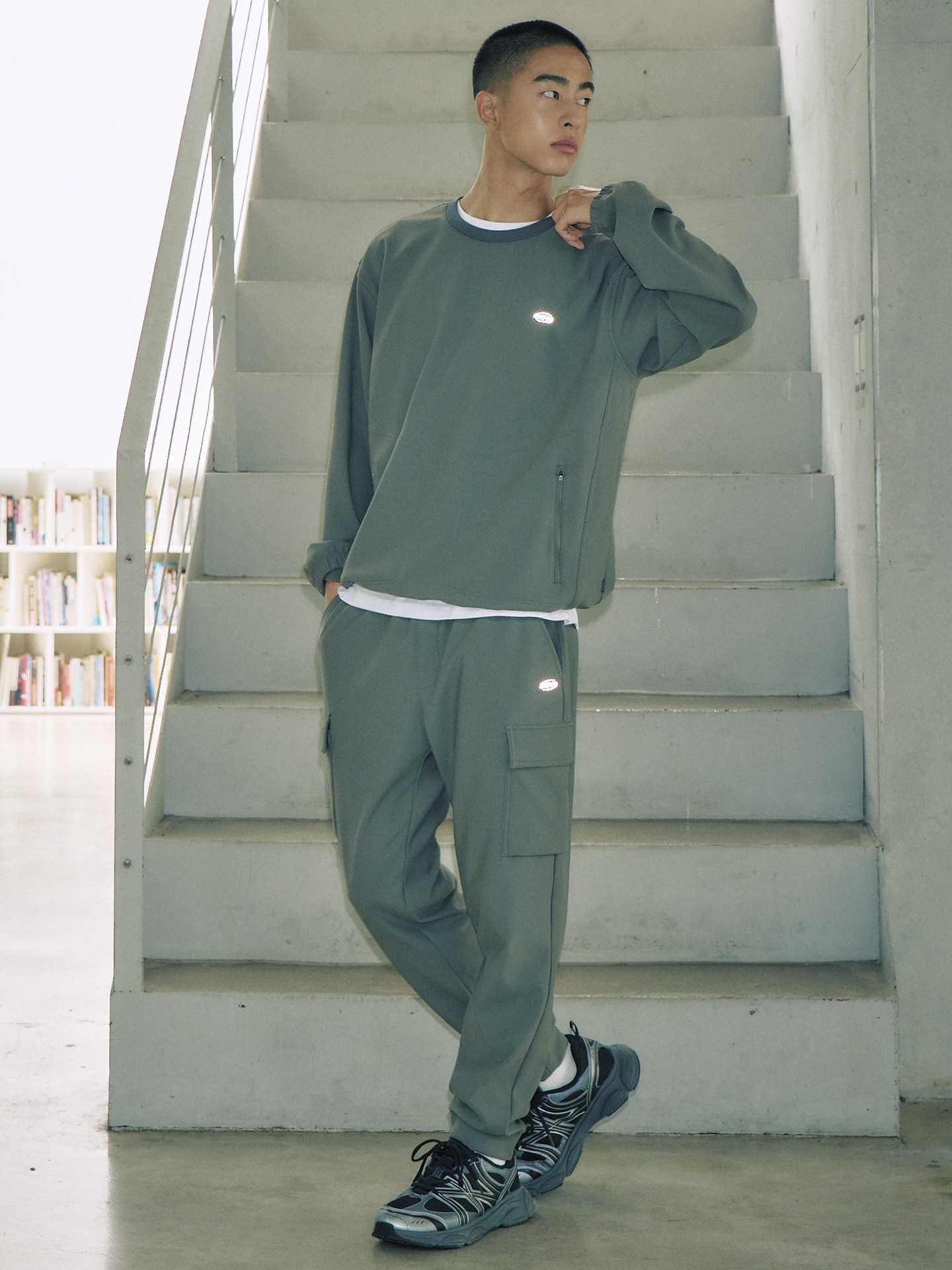 남성) 무브 기모 탄성 카고 조거 팬츠