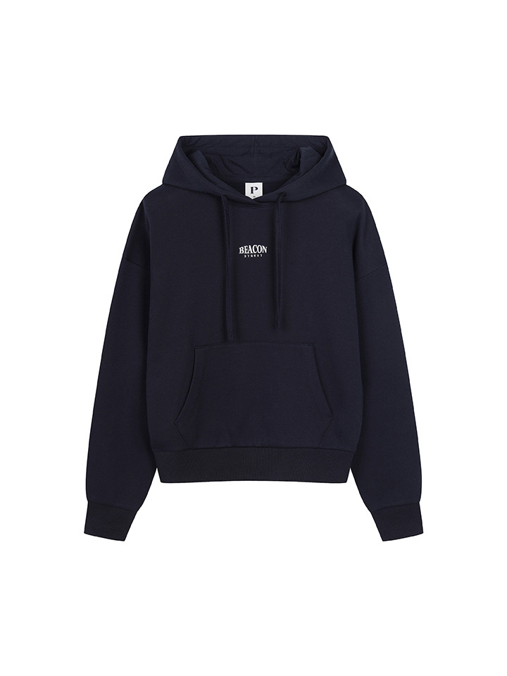 여성) 플리스 크롭 자수 후디