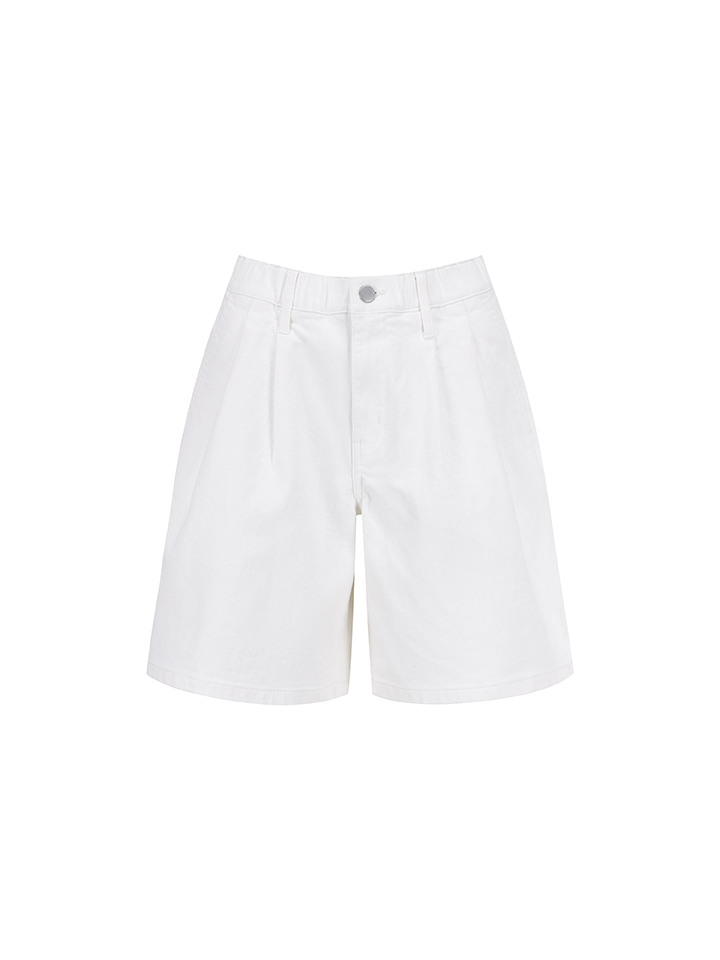 여성) 쿨링 컴포트 5부 플리츠 데님 쇼츠