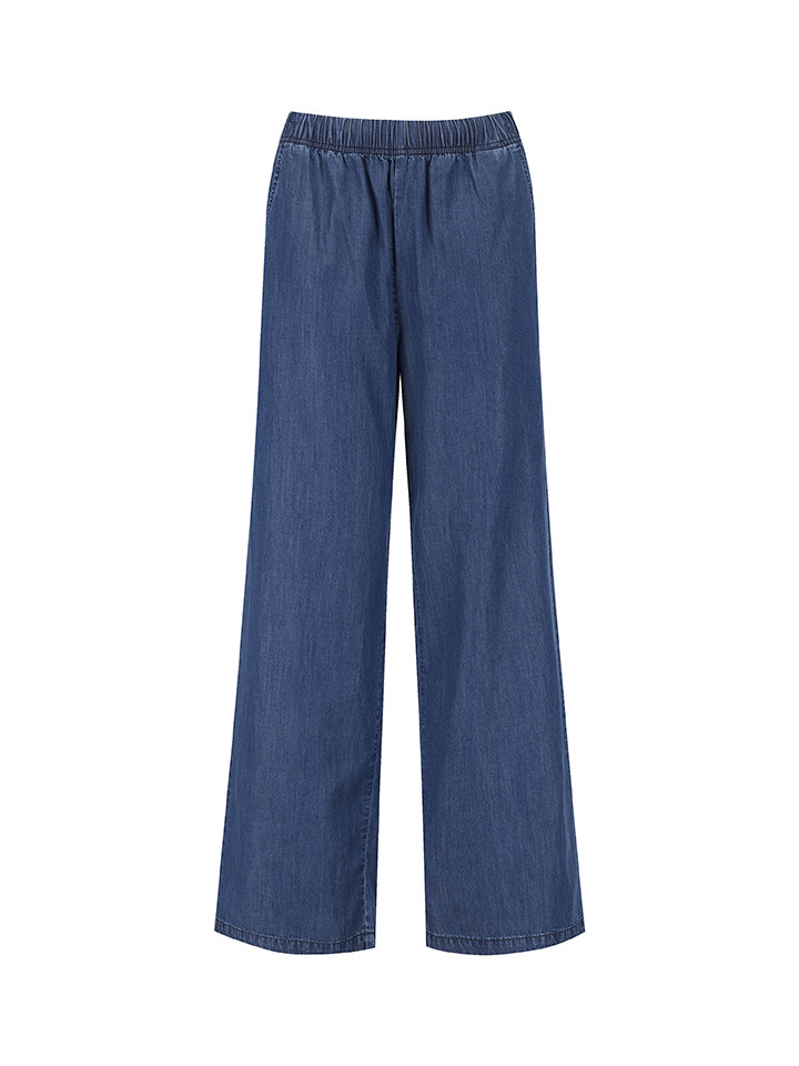 여성) 쿨링 찰랑 밴딩 와이드 데님