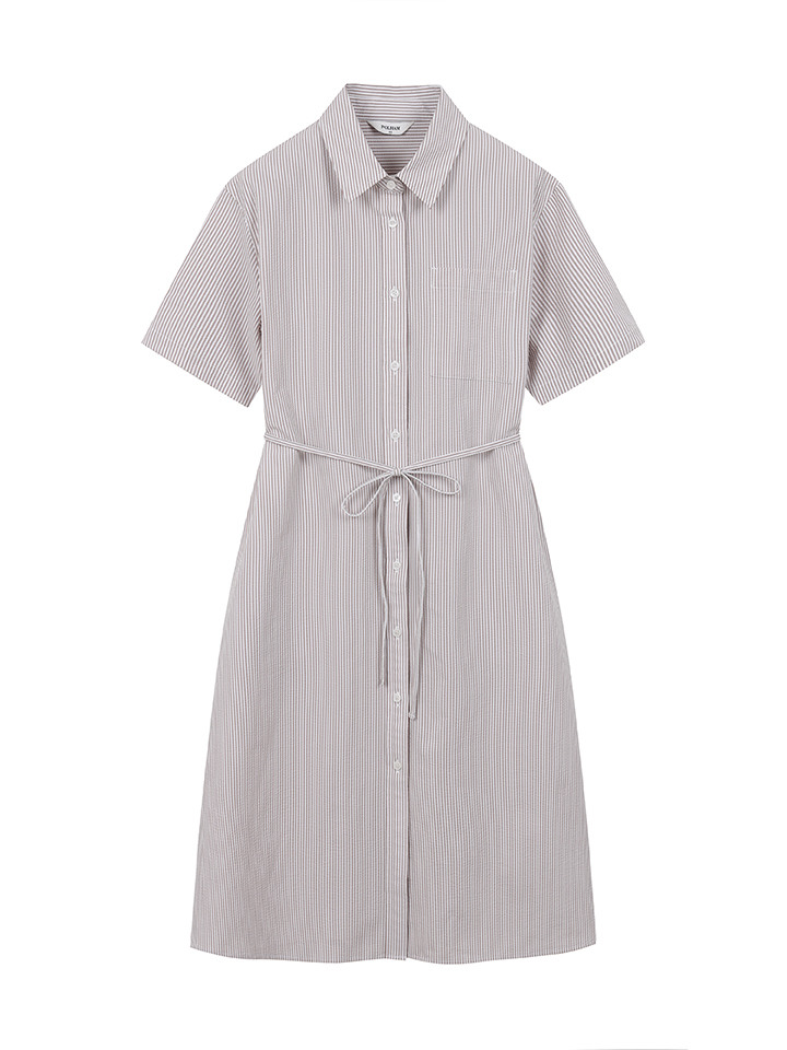 여성) 쿨링 시어서커 셔츠형 원피스