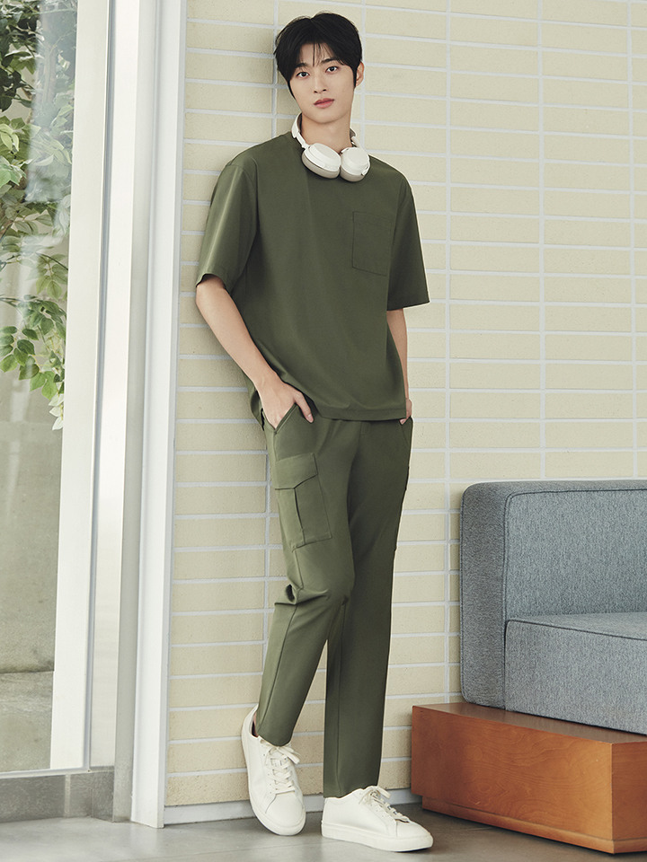 공용) 탄성 카고 스트레이트 팬츠