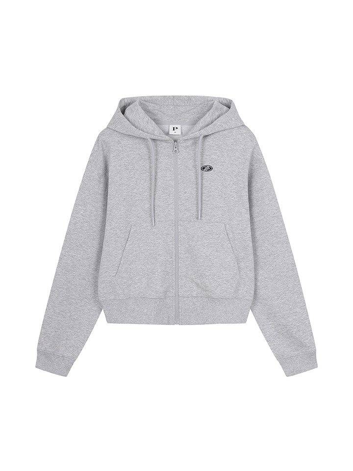 여성) 쿨테리 크롭 자수 후드집업