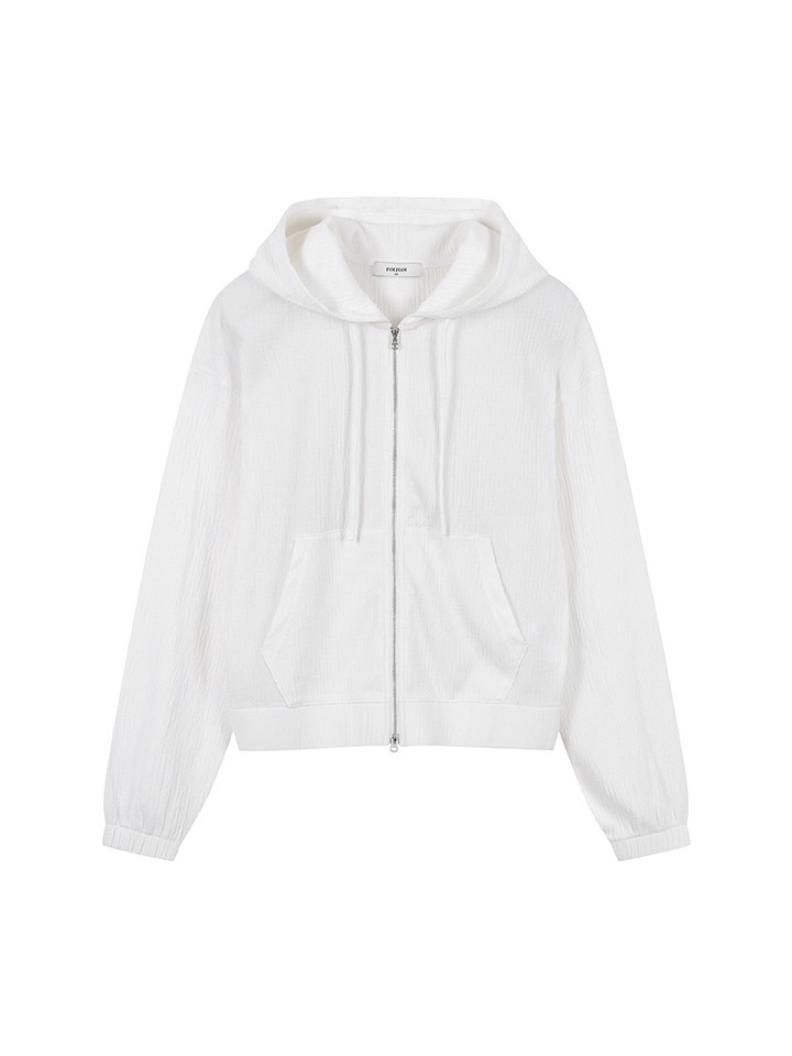 여성) 크링클 크롭 후드집업