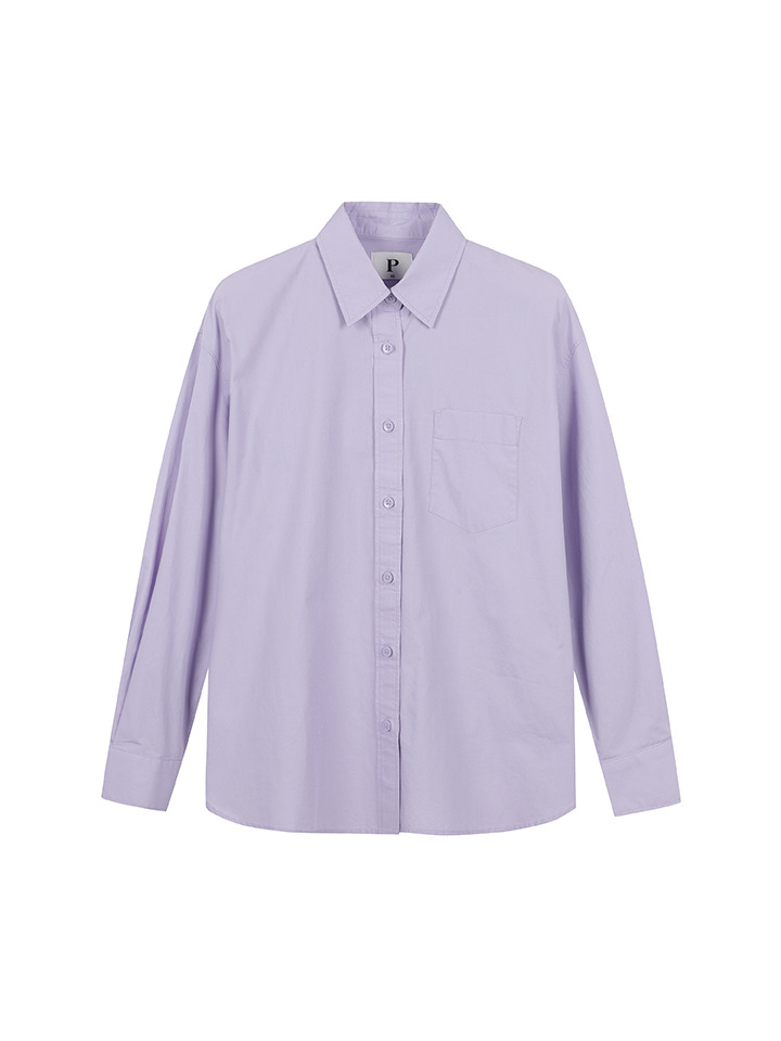 여성) 컬러 긴팔 포플린 셔츠