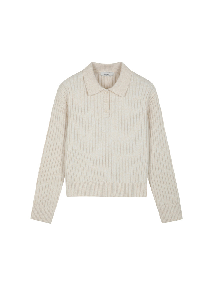 여성) 포그니 립조직 카라 니트