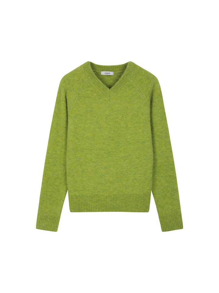 여성) 알파카 부클 브이넥 니트